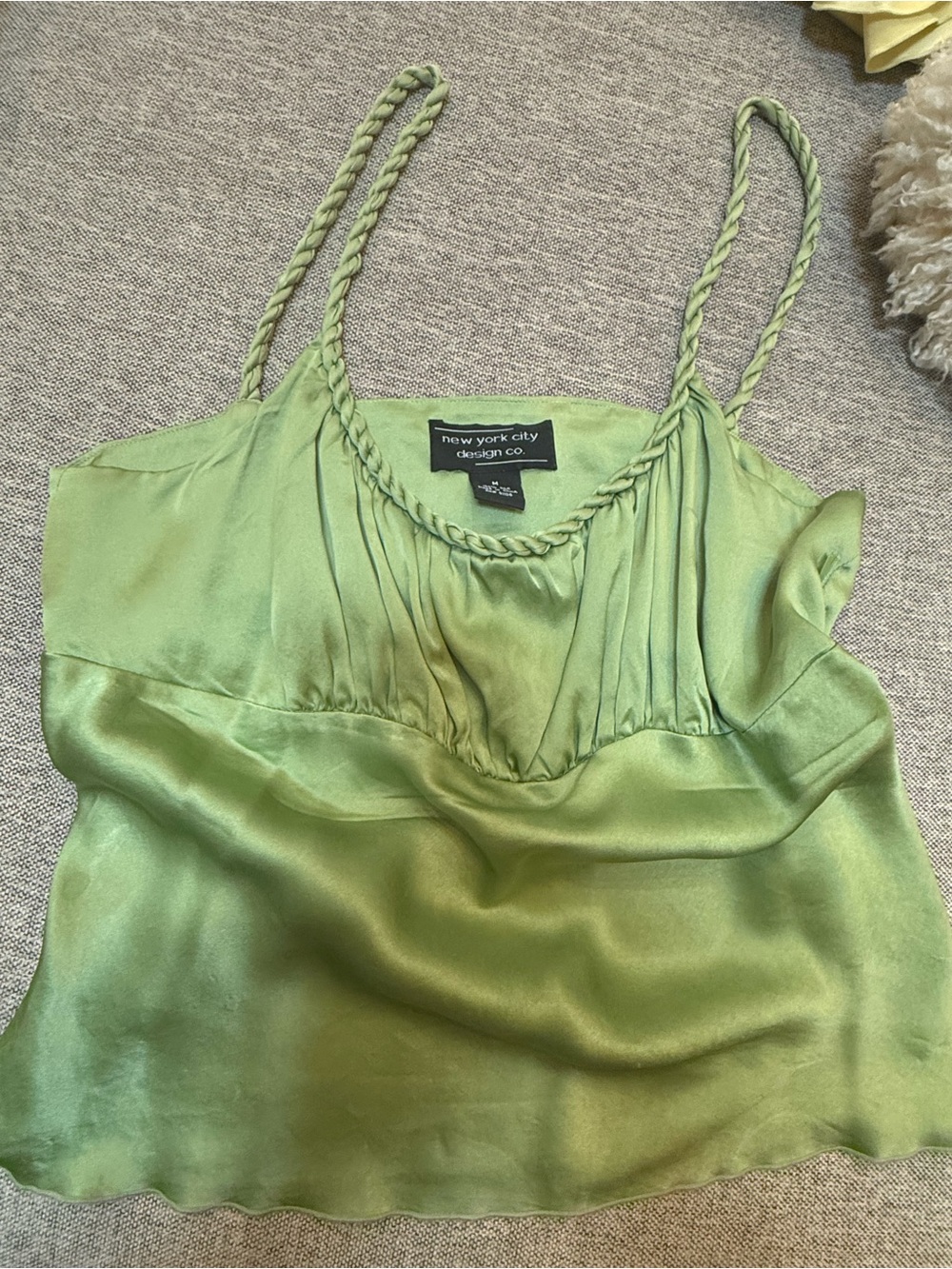 New York City Design Co. Light Green Satin Braided-Strap Cami